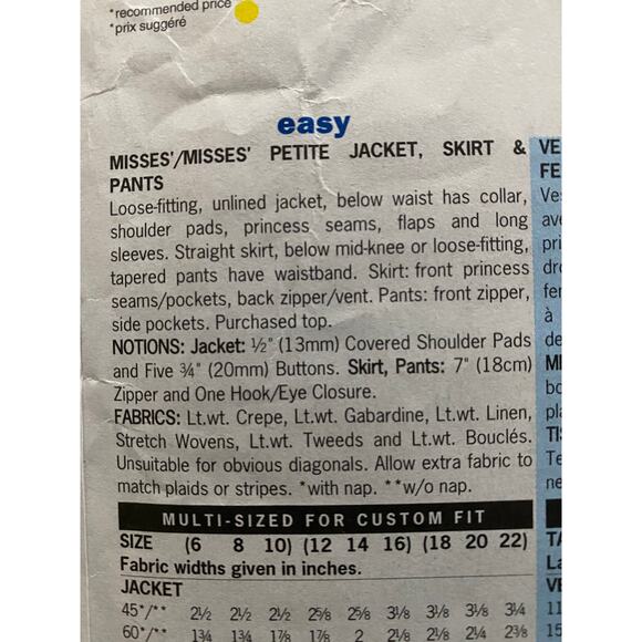 Butterick Sewing pattern 6342 Womens suit Blazer midi skirt sz 12 14 16 - Picture 4 of 8